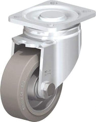 Blickle - 4" Diam x 1-9/16" Wide x 5-33/64" OAH Top Plate Mount Swivel Caster - Solid Rubber, 440 Lb Capacity, Ball Bearing, 3-15/16 x 3-3/8" Plate - Eagle Tool & Supply