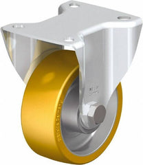 Blickle - 4" Diam x 1-9/16" Wide x 5-7/64" OAH Top Plate Mount Rigid Caster - Polyurethane-Elastomer Blickle Softhane, 550 Lb Capacity, Ball Bearing, 3-15/16 x 3-3/8" Plate - Eagle Tool & Supply