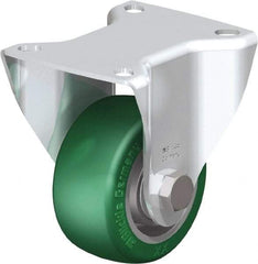 Blickle - 3" Diam x 1-9/16" Wide x 4-21/64" OAH Top Plate Mount Rigid Caster - Polyurethane-Elastomer Blickle Softhane, 506 Lb Capacity, Ball Bearing, 3-15/16 x 3-3/8" Plate - Eagle Tool & Supply
