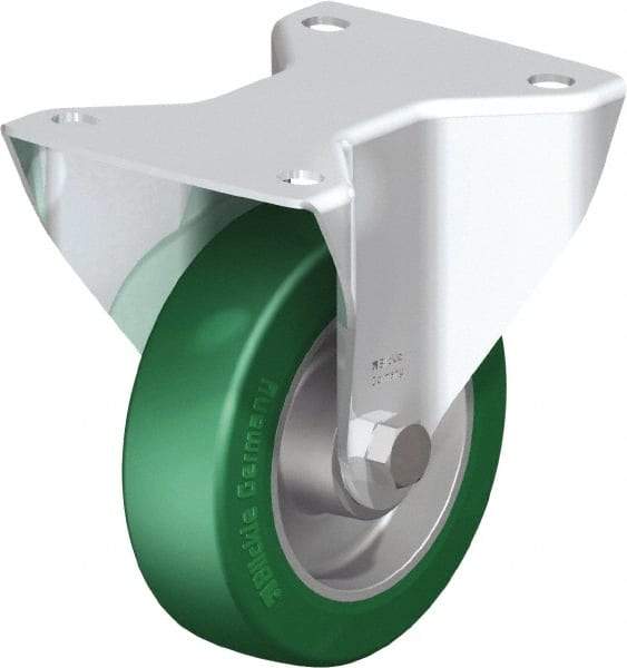 Blickle - 5" Diam x 1-9/16" Wide x 6-7/64" OAH Top Plate Mount Rigid Caster - Polyurethane-Elastomer Blickle Softhane, 770 Lb Capacity, Ball Bearing, 5-1/2 x 4-3/8" Plate - Eagle Tool & Supply