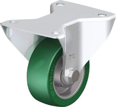 Blickle - 4" Diam x 1-9/16" Wide x 5-7/64" OAH Top Plate Mount Rigid Caster - Polyurethane-Elastomer Blickle Softhane, 660 Lb Capacity, Ball Bearing, 5-1/2 x 4-3/8" Plate - Eagle Tool & Supply