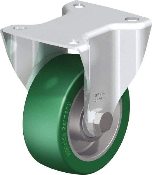 Blickle - 4" Diam x 1-9/16" Wide x 5-7/64" OAH Top Plate Mount Rigid Caster - Polyurethane-Elastomer Blickle Softhane, 660 Lb Capacity, Ball Bearing, 3-15/16 x 3-3/8" Plate - Eagle Tool & Supply
