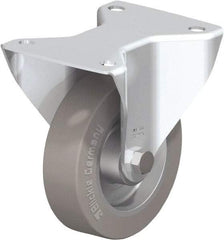 Blickle - 5" Diam x 1-9/16" Wide x 6-3/32" OAH Top Plate Mount Rigid Caster - Solid Rubber, 550 Lb Capacity, Ball Bearing, 5-1/2 x 4-3/8" Plate - Eagle Tool & Supply