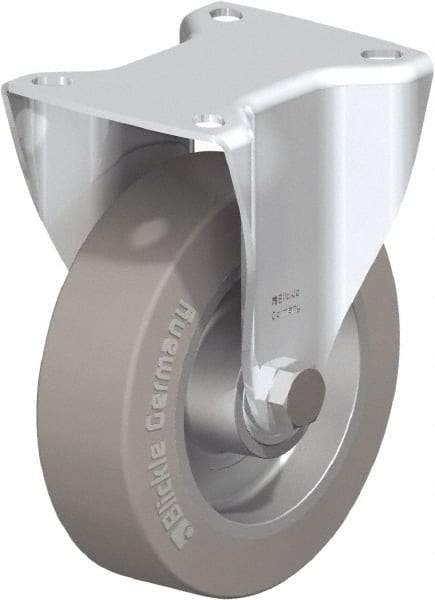 Blickle - 5" Diam x 1-9/16" Wide x 6-3/32" OAH Top Plate Mount Rigid Caster - Solid Rubber, 550 Lb Capacity, Ball Bearing, 3-15/16 x 3-3/8" Plate - Eagle Tool & Supply