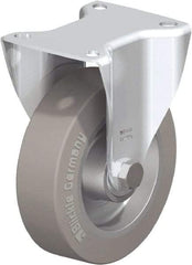 Blickle - 5" Diam x 1-9/16" Wide x 6-3/32" OAH Top Plate Mount Rigid Caster - Solid Rubber, 550 Lb Capacity, Ball Bearing, 3-15/16 x 3-3/8" Plate - Eagle Tool & Supply