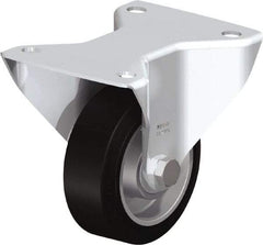 Blickle - 4" Diam x 1-9/16" Wide x 5-7/64" OAH Top Plate Mount Rigid Caster - Solid Rubber, 440 Lb Capacity, Ball Bearing, 5-1/2 x 4-3/8" Plate - Eagle Tool & Supply