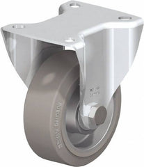 Blickle - 4" Diam x 1-9/16" Wide x 5-7/64" OAH Top Plate Mount Rigid Caster - Solid Rubber, 440 Lb Capacity, Ball Bearing, 3-15/16 x 3-3/8" Plate - Eagle Tool & Supply