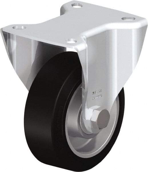 Blickle - 4" Diam x 1-9/16" Wide x 5-7/64" OAH Top Plate Mount Rigid Caster - Solid Rubber, 440 Lb Capacity, Ball Bearing, 3-15/16 x 3-3/8" Plate - Eagle Tool & Supply