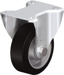 Blickle - 4" Diam x 1-9/16" Wide x 5-7/64" OAH Top Plate Mount Rigid Caster - Solid Rubber, 440 Lb Capacity, Ball Bearing, 3-15/16 x 3-3/8" Plate - Eagle Tool & Supply