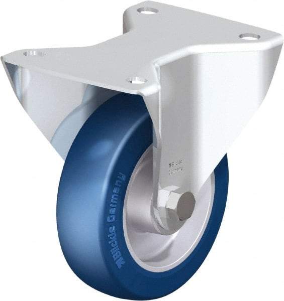 Blickle - 5" Diam x 1-9/16" Wide x 6-7/64" OAH Top Plate Mount Rigid Caster - Polyurethane-Elastomer Blickle Softhane, 770 Lb Capacity, Ball Bearing, 5-1/2 x 4-3/8" Plate - Eagle Tool & Supply