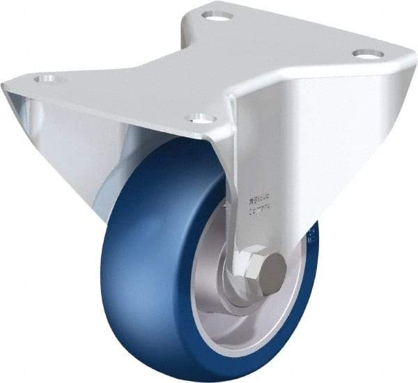 Blickle - 4" Diam x 1-9/16" Wide x 5-7/64" OAH Top Plate Mount Rigid Caster - Polyurethane-Elastomer Blickle Softhane, 660 Lb Capacity, Ball Bearing, 5-1/2 x 4-3/8" Plate - Eagle Tool & Supply