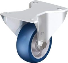Blickle - 4" Diam x 1-9/16" Wide x 5-7/64" OAH Top Plate Mount Rigid Caster - Polyurethane-Elastomer Blickle Softhane, 660 Lb Capacity, Ball Bearing, 5-1/2 x 4-3/8" Plate - Eagle Tool & Supply
