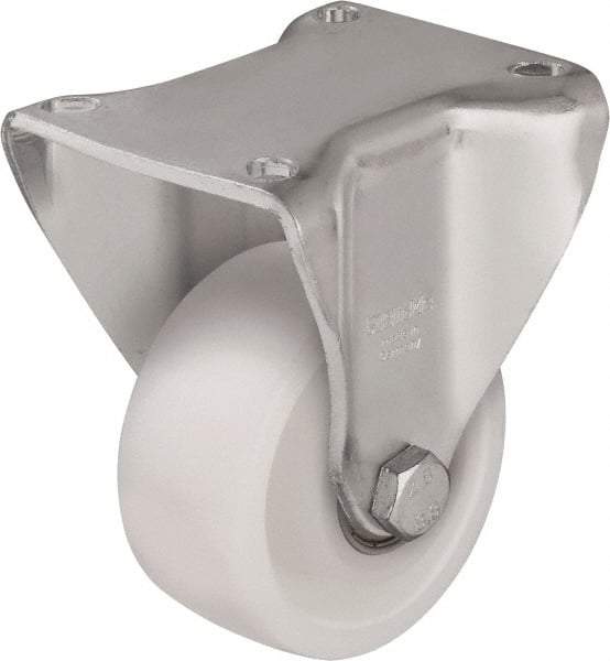 Blickle - 3" Diam x 1-1/2" Wide x 4-47/64" OAH Top Plate Mount Rigid Caster - Impact-Resistant Nylon, 770 Lb Capacity, Plain Bore Bearing, 3-15/16 x 3-3/8" Plate - Eagle Tool & Supply
