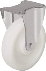 Blickle - 5" Diam x 2" Wide x 6-11/16" OAH Top Plate Mount Rigid Caster - Impact-Resistant Nylon, 1,650 Lb Capacity, Plain Bore Bearing, 5-1/2 x 4-3/8" Plate - Eagle Tool & Supply