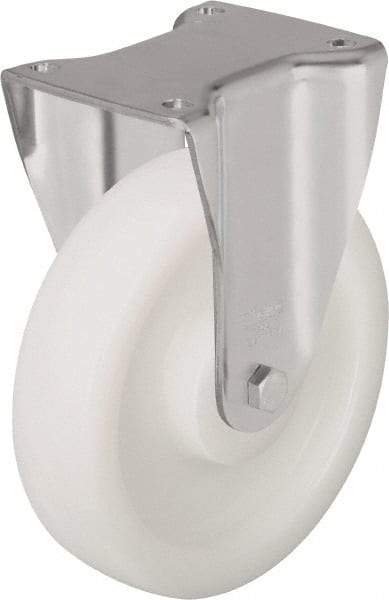 Blickle - 5" Diam x 1-9/16" Wide x 6-1/2" OAH Top Plate Mount Rigid Caster - Impact-Resistant Nylon, 1,540 Lb Capacity, Ball Bearing, 5-1/2 x 4-3/8" Plate - Eagle Tool & Supply
