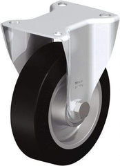 Blickle - 5" Diam x 1-9/16" Wide x 6-3/32" OAH Top Plate Mount Rigid Caster - Solid Rubber, 550 Lb Capacity, Ball Bearing, 3-15/16 x 3-3/8" Plate - Eagle Tool & Supply