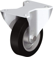 Blickle - 5" Diam x 1-9/16" Wide x 6-3/32" OAH Top Plate Mount Rigid Caster - Solid Rubber, 550 Lb Capacity, Ball Bearing, 5-1/2 x 4-3/8" Plate - Eagle Tool & Supply