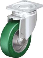 Blickle - 5" Diam x 1-9/16" Wide x 6-1/2" OAH Top Plate Mount Swivel Caster - Polyurethane-Elastomer Blickle Softhane, 770 Lb Capacity, Ball Bearing, 3-15/16 x 3-3/8" Plate - Eagle Tool & Supply