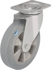 Blickle - 5" Diam x 2" Wide x 6-11/16" OAH Top Plate Mount Swivel Caster - Solid Rubber, 594 Lb Capacity, Ball Bearing, 5-1/2 x 4-3/8" Plate - Eagle Tool & Supply