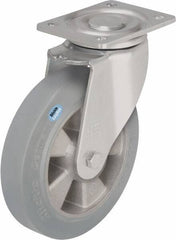 Blickle - 10" Diam x 2" Wide x 11-39/64" OAH Top Plate Mount Swivel Caster - Solid Rubber, 1,430 Lb Capacity, Ball Bearing, 5-1/2 x 4-3/8" Plate - Eagle Tool & Supply