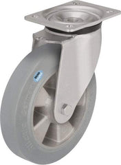 Blickle - 6-1/2" Diam x 1-31/32" Wide x 7-61/64" OAH Top Plate Mount Swivel Caster - Solid Rubber, 880 Lb Capacity, Ball Bearing, 5-1/2 x 4-3/8" Plate - Eagle Tool & Supply
