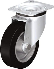 Blickle - 5" Diam x 1-37/64" Wide x 6-7/64" OAH Top Plate Mount Swivel Caster - Solid Rubber, 550 Lb Capacity, Ball Bearing, 3-15/16 x 3-3/8" Plate - Eagle Tool & Supply