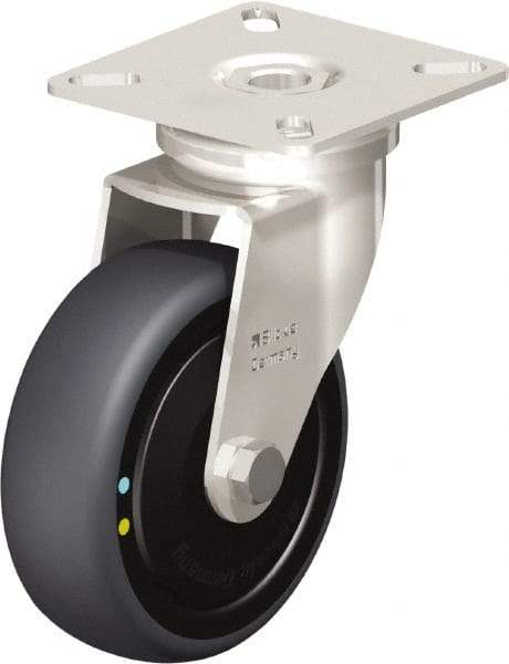 Blickle - 3" Diam x 63/64" Wide x 3-15/16" OAH Top Plate Mount Swivel Caster - Thermoplastic Rubber Elastomer (TPE), 110 Lb Capacity, Ball Bearing, 2-3/8 x 2-3/8" Plate - Eagle Tool & Supply