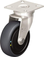 Blickle - 3" Diam x 63/64" Wide x 3-15/16" OAH Top Plate Mount Swivel Caster - Thermoplastic Rubber Elastomer (TPE), 110 Lb Capacity, Ball Bearing, 2-3/8 x 2-3/8" Plate - Eagle Tool & Supply