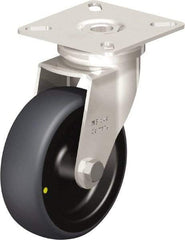 Blickle - 3" Diam x 63/64" Wide x 3-15/16" OAH Top Plate Mount Swivel Caster - Thermoplastic Rubber Elastomer (TPE), 110 Lb Capacity, Plain Bore Bearing, 2-3/8 x 2-3/8" Plate - Eagle Tool & Supply
