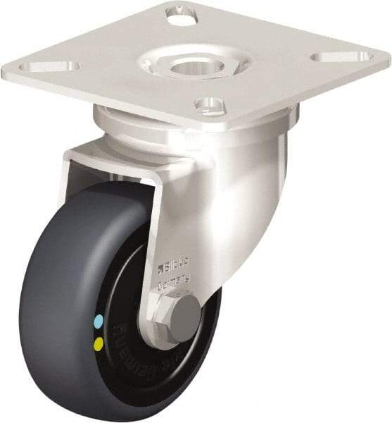 Blickle - 2" Diam x 3/4" Wide x 2-51/64" OAH Top Plate Mount Swivel Caster - Thermoplastic Rubber Elastomer (TPE), 66 Lb Capacity, Ball Bearing, 2-3/8 x 2-3/8" Plate - Eagle Tool & Supply