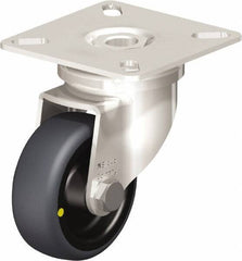 Blickle - 2" Diam x 3/4" Wide x 2-51/64" OAH Top Plate Mount Swivel Caster - Thermoplastic Rubber Elastomer (TPE), 66 Lb Capacity, Plain Bore Bearing, 2-3/8 x 2-3/8" Plate - Eagle Tool & Supply