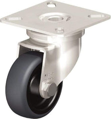 Blickle - 2" Diam x 3/4" Wide x 2-51/64" OAH Top Plate Mount Swivel Caster - Thermoplastic Rubber Elastomer (TPE), 110 Lb Capacity, Plain Bore Bearing, 2-3/8 x 2-3/8" Plate - Eagle Tool & Supply
