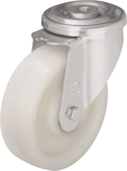 Blickle - 5" Diam x 1-37/64" Wide x 6-7/64" OAH Hollow Kingpin Mount Swivel Caster - Impact-Resistant Nylon, 770 Lb Capacity, Plain Bore Bearing, Hollow Kingpin Stem - Eagle Tool & Supply