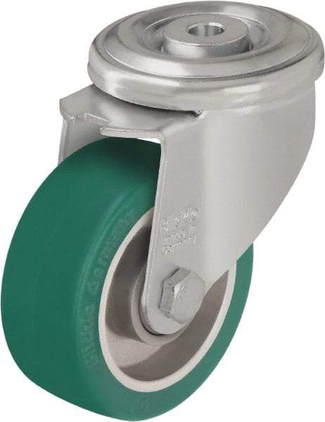 Blickle - 3" Diam x 1-37/64" Wide x 4-21/64" OAH Hollow Kingpin Mount Swivel Caster - Polyurethane-Elastomer Blickle Softhane, 506 Lb Capacity, Ball Bearing, Hollow Kingpin Stem - Eagle Tool & Supply