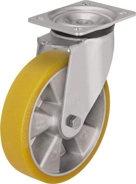 Blickle - 5" Diam x 1-9/16" Wide x 6-7/64" OAH Top Plate Mount Swivel Caster - Polyurethane-Elastomer Blickle Extrathane, 770 Lb Capacity, Ball Bearing, 5-1/2 x 4-3/8" Plate - Eagle Tool & Supply