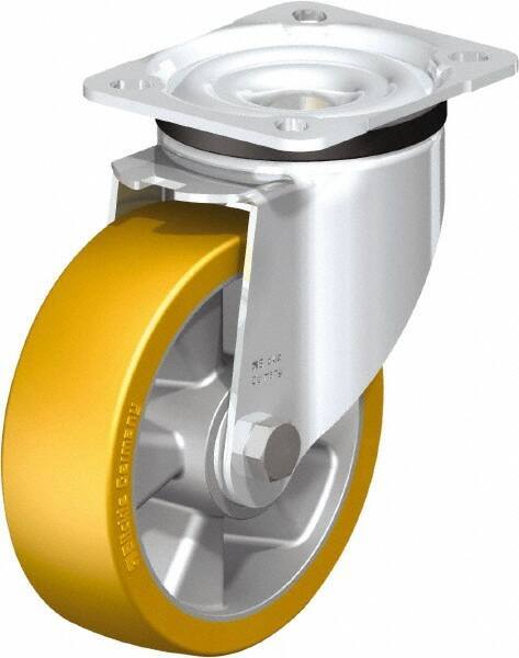 Blickle - 5" Diam x 1-9/16" Wide x 6-7/64" OAH Top Plate Mount Swivel Caster - Polyurethane-Elastomer Blickle Extrathane, 770 Lb Capacity, Ball Bearing, 3-15/16 x 3-3/8" Plate - Eagle Tool & Supply