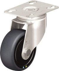 Blickle - 3" Diam x 1-1/4" Wide x 4-3/8" OAH Top Plate Mount Swivel Caster - Thermoplastic Rubber Elastomer (TPE), 143 Lb Capacity, Ball Bearing, 3-9/16 x 2-5/8" Plate - Eagle Tool & Supply