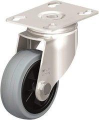 Blickle - 3" Diam x 63/64" Wide x 4-3/8" OAH Top Plate Mount Swivel Caster - Solid Rubber, 176 Lb Capacity, Plain Bore Bearing, 3-9/16 x 2-5/8" Plate - Eagle Tool & Supply