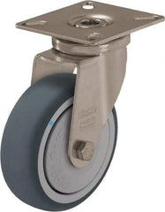 Blickle - 3" Diam x 63/64" Wide x 3-15/16" OAH Top Plate Mount Swivel Caster - Thermoplastic Rubber Elastomer (TPE), 165 Lb Capacity, Ball Bearing, 2-3/8 x 2-3/8" Plate - Eagle Tool & Supply