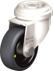 Blickle - 2" Diam x 3/4" Wide x 2-23/32" OAH Hollow Kingpin Mount Swivel Caster - Thermoplastic Rubber Elastomer (TPE), 66 Lb Capacity, Plain Bore Bearing, Hollow Kingpin Stem - Eagle Tool & Supply