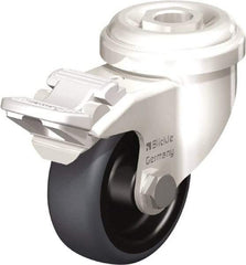 Blickle - 2" Diam x 3/4" Wide x 2-23/32" OAH Hollow Kingpin Mount Swivel Caster with Brake - Thermoplastic Rubber Elastomer (TPE), 110 Lb Capacity, Plain Bore Bearing, Hollow Kingpin Stem - Eagle Tool & Supply