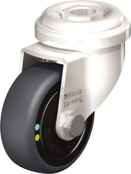 Blickle - 2" Diam x 3/4" Wide x 2-23/32" OAH Hollow Kingpin Mount Swivel Caster - Thermoplastic Rubber Elastomer (TPE), 66 Lb Capacity, Ball Bearing, Hollow Kingpin Stem - Eagle Tool & Supply