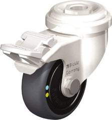Blickle - 2" Diam x 3/4" Wide x 2-23/32" OAH Hollow Kingpin Mount Swivel Caster with Brake - Thermoplastic Rubber Elastomer (TPE), 66 Lb Capacity, Ball Bearing, Hollow Kingpin Stem - Eagle Tool & Supply