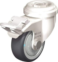 Blickle - 2" Diam x 3/4" Wide x 2-23/32" OAH Hollow Kingpin Mount Swivel Caster with Brake - Thermoplastic Rubber Elastomer (TPE), 110 Lb Capacity, Ball Bearing, Hollow Kingpin Stem - Eagle Tool & Supply