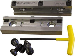 CarveSmart - 3/4" Jaw Width, 1.685" Jaw Height, 3/4" Jaw Thickness, Quick Change Jaw System Vise Jaw Sets - Steel, Bolt-On, 2 Jaws, Semi-Hard Jaws - Eagle Tool & Supply