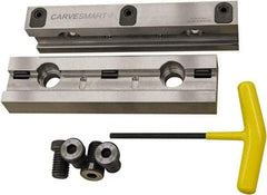 CarveSmart - 1" Jaw Width, 1.99" Jaw Height, 1" Jaw Thickness, Quick Change Jaw System Vise Jaw Sets - Steel, Bolt-On, 2 Jaws, Semi-Hard Jaws - Eagle Tool & Supply