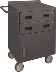 Durham - 1,200 Lb Capacity, 18" Wide x 24" Long x 39-3/4" High Mobile Cart - 1 Door, 2 Drawer, Steel, 2 Rigid/2 Swivel Casters - Eagle Tool & Supply