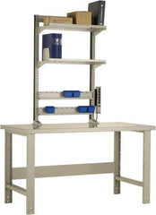 Rousseau Metal - No Drawers, 2 Shelf Workstation - 1,100 Lb Capacity, Steel Top, Everest Blue, 60" Wide x 80" High x 30" Long - Eagle Tool & Supply