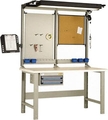 Rousseau Metal - 2 Drawer, Workstation - 1,100 Lb Capacity, Plastic Top, Everest Blue, 60" Wide x 80" High x 30" Long - Eagle Tool & Supply