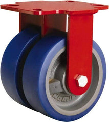 Hamilton - 6" Diam x 2" Wide x 7-3/4" OAH Top Plate Mount Rigid Caster - Polyurethane Mold onto Cast Iron Center, 1,920 Lb Capacity, Sealed Precision Ball Bearing, 4-1/2 x 6-1/2" Plate - Eagle Tool & Supply